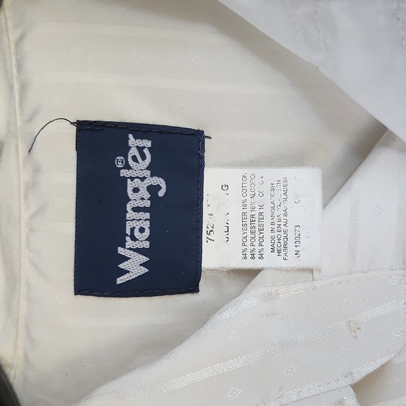 Vintage Wrangler White Men's Pearl Snap Long Sleeve Cowboy  Cut Shirt  Size XXL - Picture 2 of 3